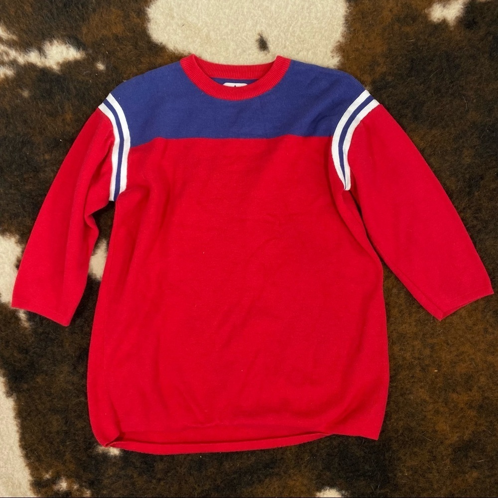 UNIF Red Varsity Baseball Sleeve Sweater XS Blue